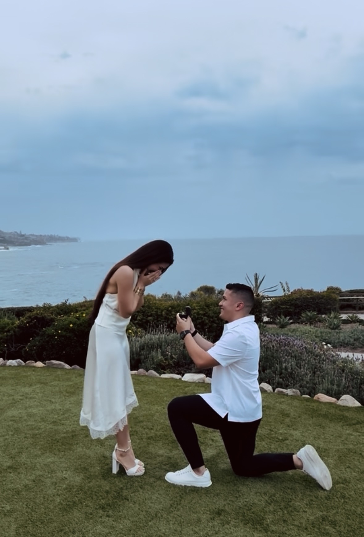 Stephen proposing to Diana Sofia at The Montage, Laguna Beach